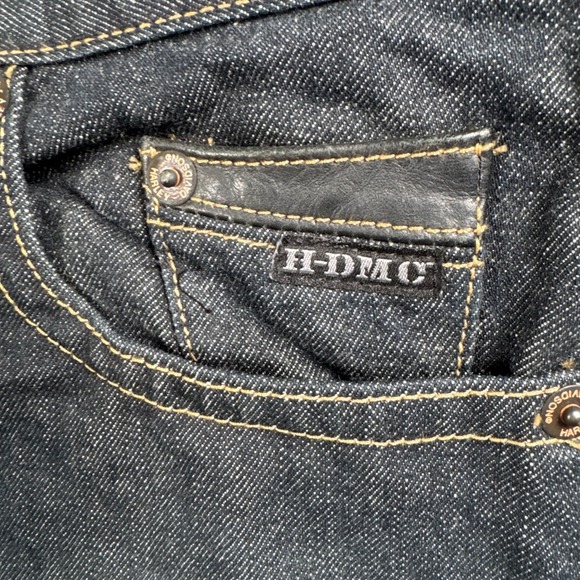 Harley Davidson Y2K Biker Moto Jean Dark Wash Straight Leg Denim Americana 30x30 - Picture 8 of 16